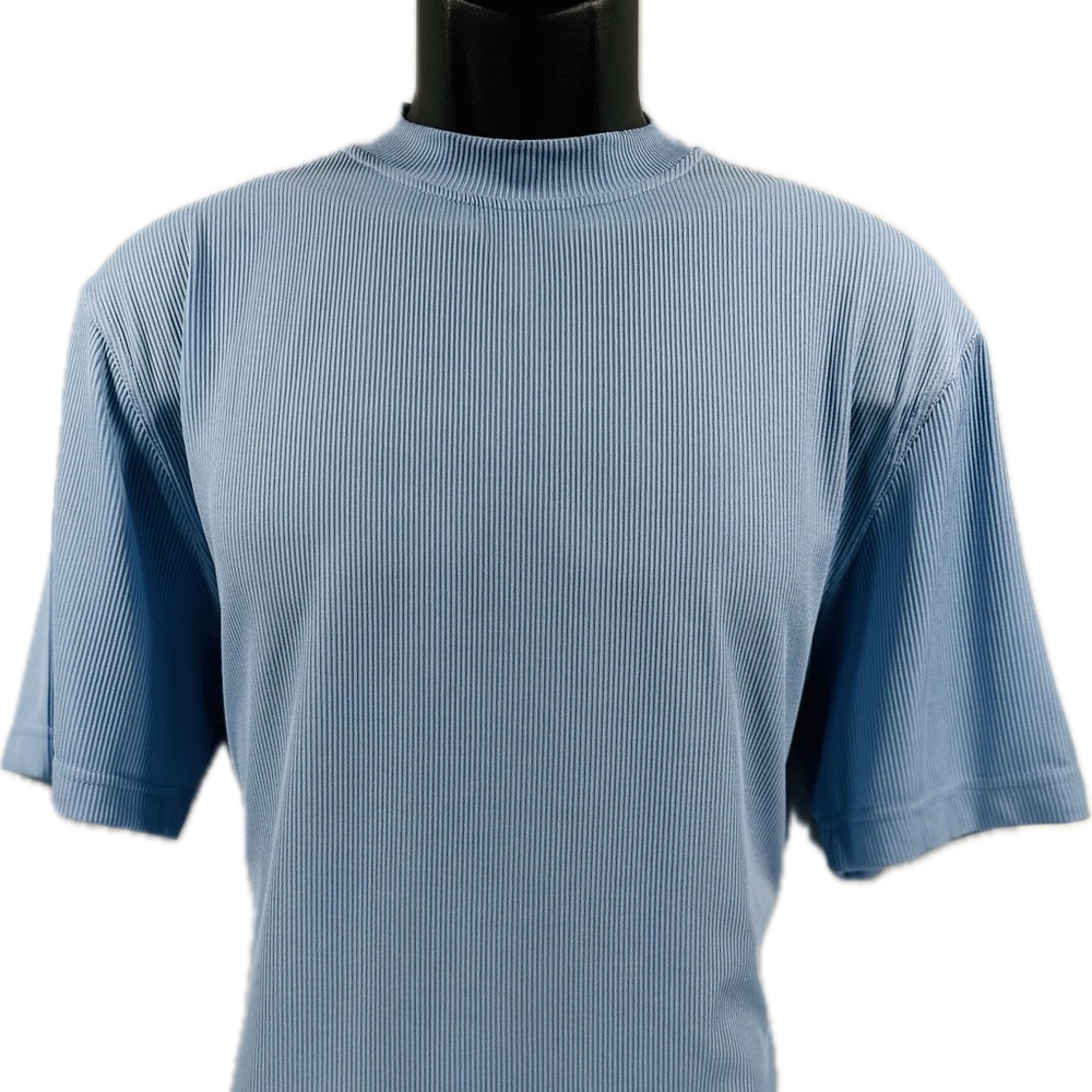 LOG-IN UOMO Dressy T-Shirt Blue for Men Crew Neck Ribbed Sizes S - 4XL